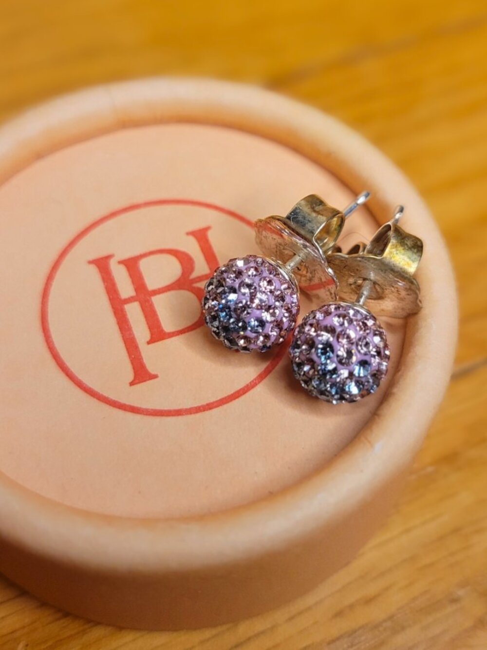 Hillberg & Berk 8mm Sparkle Ball Stud Earrings - Blue Pink - Silver